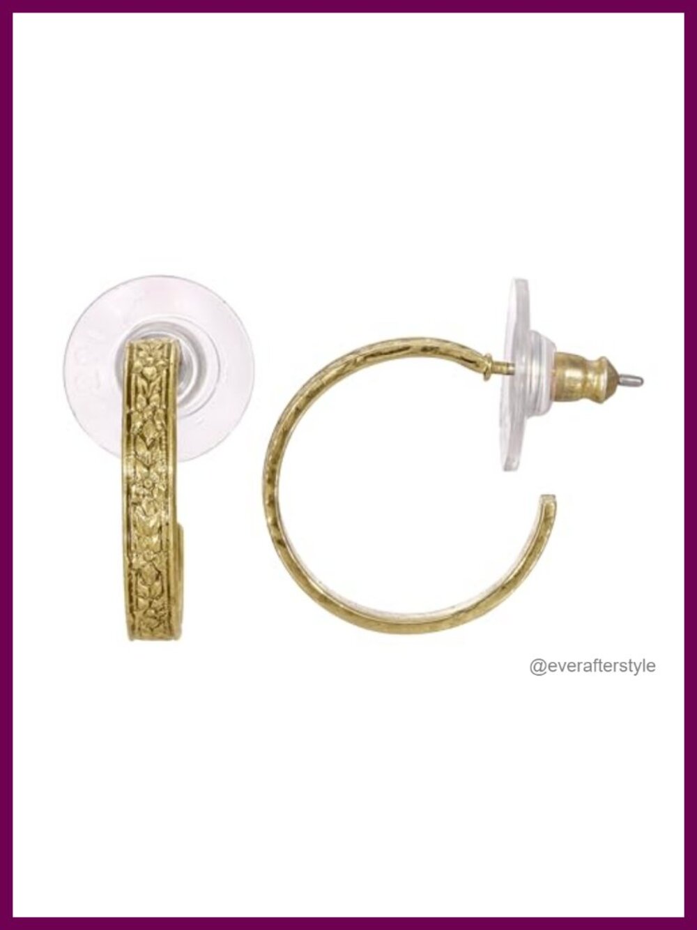 Vintage Faux Gold Etched Floral Mini Hoop Earrings Women